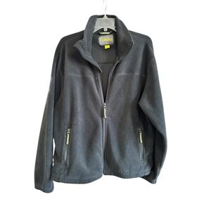 Cabelas Mens Black Full Zip Fleece Jacket L Reg Outdoor Warm Layer Gorpcore Work